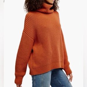 Free People Swim Too Deep Orange Sweater